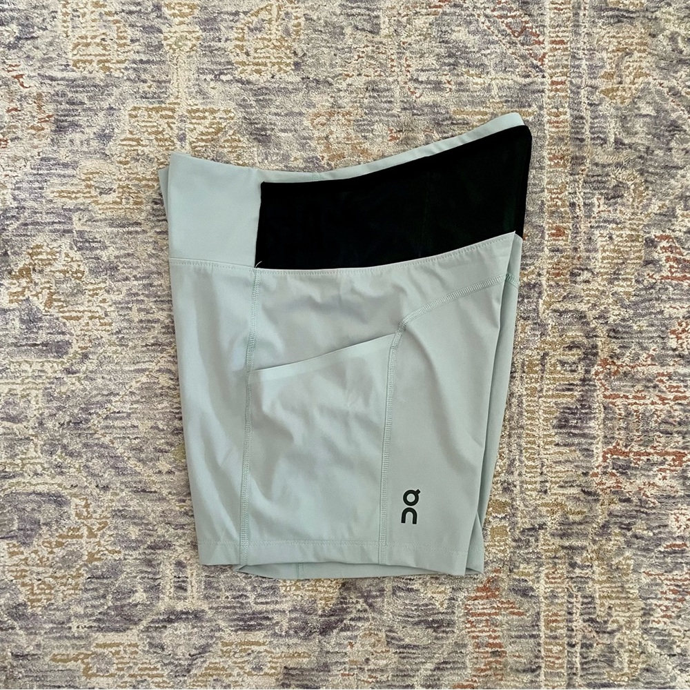 On Running Women's Mint and Black Sprinter Bike Shorts - Picture 5 of 6
